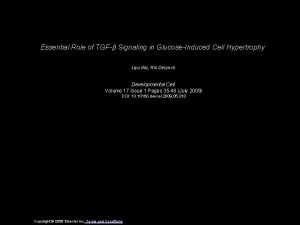 Essential Role of TGF Signaling in GlucoseInduced Cell