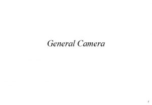 General Camera 1 Overview Simple camera is limiting