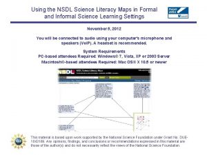 Using the NSDL Science Literacy Maps in Formal