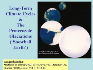 LongTerm Climate Cycles The Proterozoic Glaciations Snowball Earth