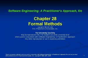 Software Engineering A Practitioners Approach 6e Chapter 28