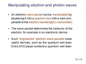 Manipulating electron and photon waves An electron wave