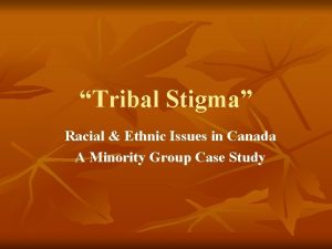 Tribal Stigma Racial Ethnic Issues in Canada A