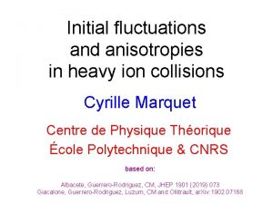 Initial fluctuations and anisotropies in heavy ion collisions