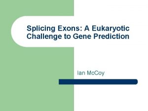 Splicing Exons A Eukaryotic Challenge to Gene Prediction