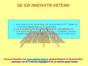 DE IDA INNOVATIE KETEN 1 goed bestuurbare spreiding