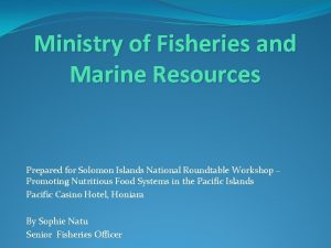 Ministry of Fisheries and Marine Resources Prepared for