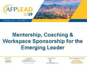 Mentorship Coaching Workspace Sponsorship for the Emerging Leader