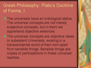 Greek Philosophy Platos Doctrine of Forms I The