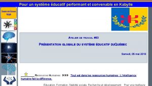 Pour un systme ducatif performant et convenable en