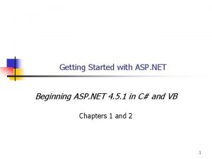 Getting Started with ASP NET Beginning ASP NET