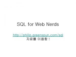 Sql for web nerds