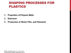 Shaping processes for plastics