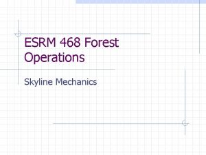 ESRM 468 Forest Operations Skyline Mechanics Objectives Know