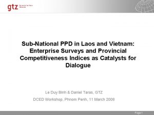SubNational PPD in Laos and Vietnam Enterprise Surveys