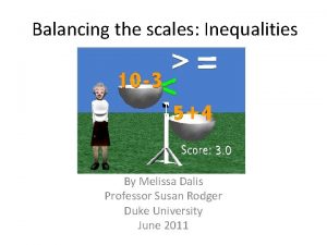 Balancing the scales Inequalities By Melissa Dalis Professor