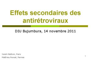 Effets secondaires des antirtroviraux DIU Bujumbura 14 novembre