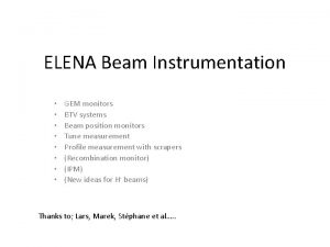 ELENA Beam Instrumentation GEM monitors BTV systems Beam