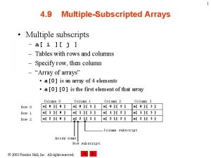 1 4 9 MultipleSubscripted Arrays Multiple subscripts a