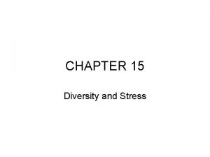 CHAPTER 15 Diversity and Stress DIVERSITY My perspective