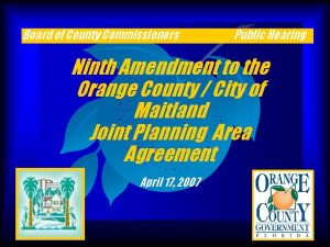Board of County Commissioners Public Hearing Ninth Amendment