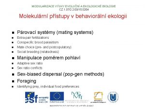 MODULARIZACE VUKY EVOLUN A EKOLOGICK BIOLOGIE CZ 1