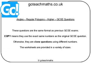 Angles in polygons gcse