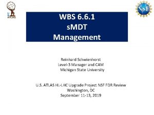 WBS 6 6 1 s MDT Management Reinhard