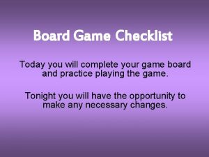 Board game checklist