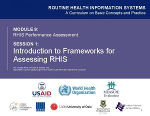 ROUTINE HEALTH INFORMATION SYSTEMS A Curriculum on Basic