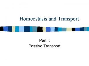 Homeostasis and Transport Part I Passive Transport Diffusion