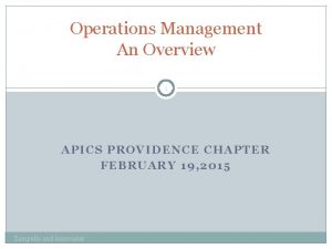 Apics operations management