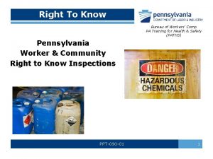 Right To Know Bureau of Workers Comp PA