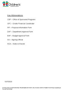 Key Abbreviations OSP Office of Sponsored Programs GFC