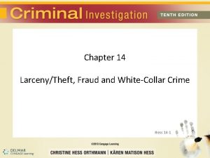 Chapter 14 LarcenyTheft Fraud and WhiteCollar Crime Hess