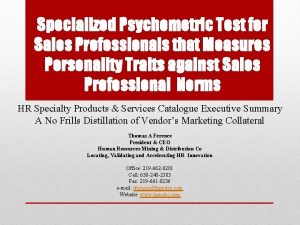 Sales psychometric test