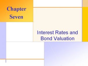 Chapter Seven Interest Rates and Bond Valuation 2003