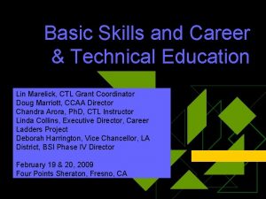 Basic Skills and Career Technical Education Lin Marelick