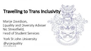 Travelling to Trans Inclusivity Marije Davidson Equality and