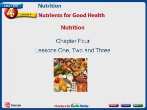 Nutrition Chapter Four Lessons One Two and Three