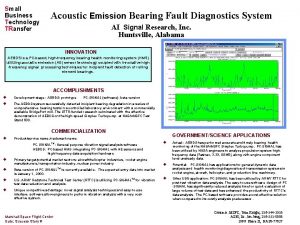 Small Business Technology TRansfer Acoustic Emission Bearing Fault