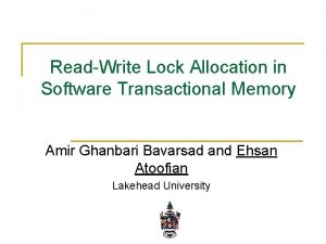 ReadWrite Lock Allocation in Software Transactional Memory Amir