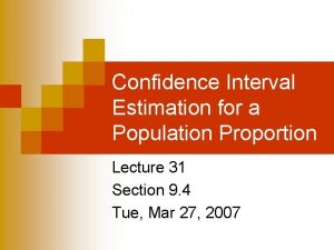 Confidence Interval Estimation for a Population Proportion Lecture