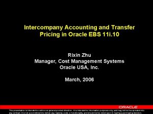 Oracle transfer pricing