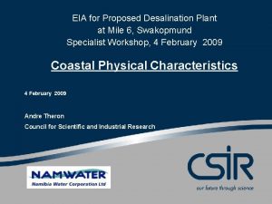 EIA for Proposed Desalination Plant at Mile 6