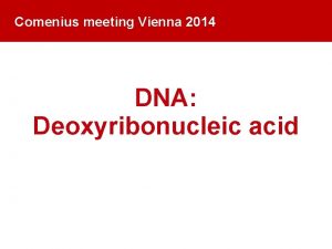 Comenius meeting Vienna 2014 DNA Deoxyribonucleic acid DNA