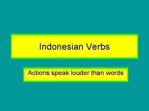 Indonesian ber verbs Indonesian ber verbs