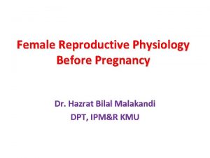 Female Reproductive Physiology Before Pregnancy Dr Hazrat Bilal