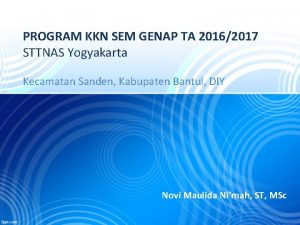 PROGRAM KKN SEM GENAP TA 20162017 STTNAS Yogyakarta