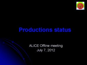 Productions status ALICE Offline meeting July 7 2012